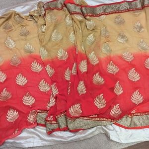 Vintage Red Bridsl saree.